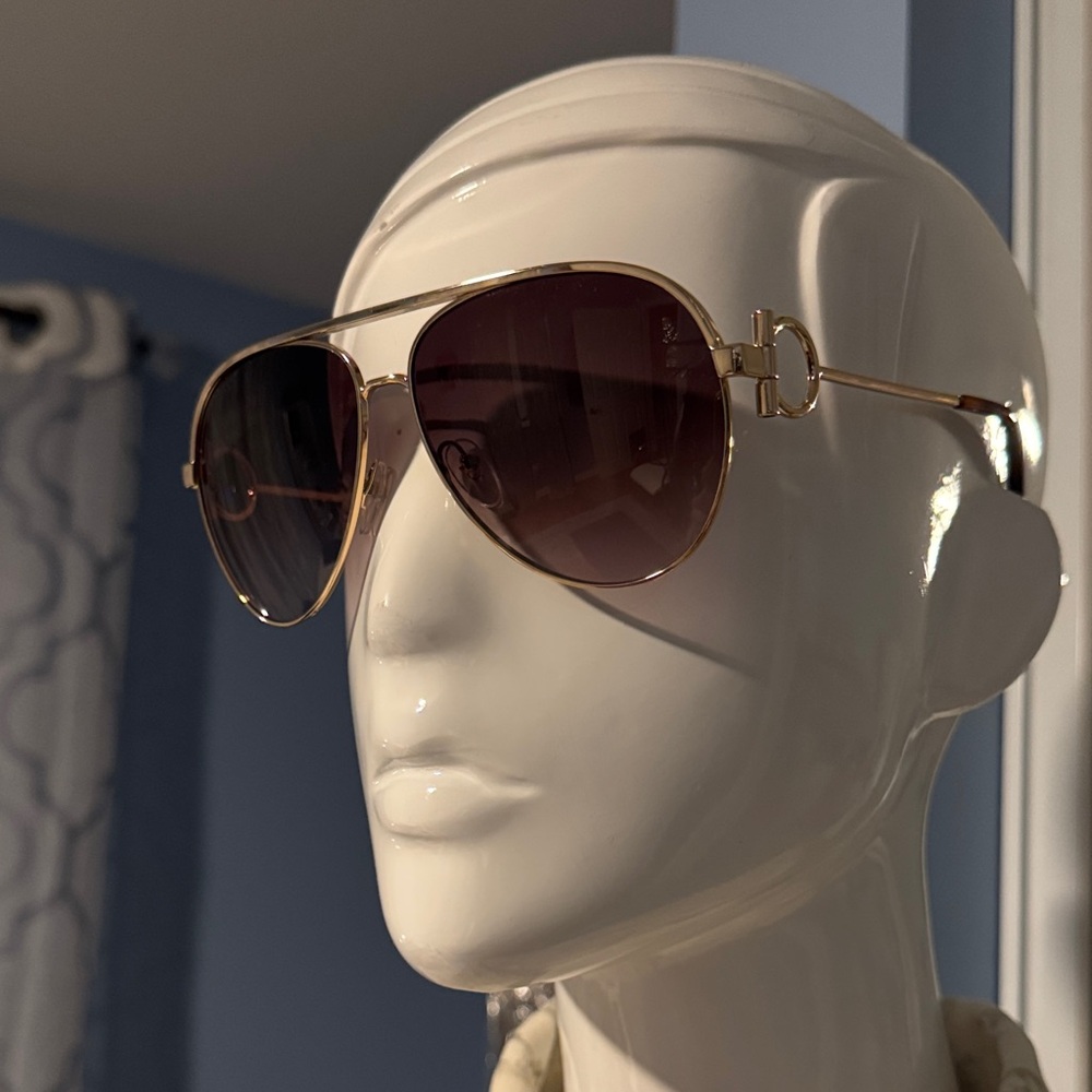 Salvatore Ferragamo Gold Aviator Sunglasses